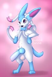 anthro balls big_knot big_penis eeveelution feral genitals hi_res knot male male_only nauticalcanine nintendo penis pokémon_(species) pokemon solo sylveon video_games