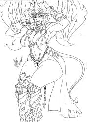 1girls armored_boots armpits arms_up bare_thighs belly_button big_breasts black_and_white breasts busty chains cleavage cleft_of_venus clothed curvaceous curves curvy curvy_body curvy_female curvy_figure curvy_hips darksiders darksiders_2 darksiders_3 demon demon_girl demon_horns demon_lord demon_tail demon_wings demoness facing_viewer female female_focus female_only front_view hips horn horns hourglass_figure large_breasts lilith_(darksiders) lock looking_at_viewer midriff mostly_clothed sketch skimpy skimpy_clothes skimpy_dress skimpy_outfit smile smiling smiling_at_viewer smirk smirking smirking_at_viewer sole_female solo solo_female solo_focus tagme thatdirtymexican92 thick_thighs thighhighs thighs voluptuous wide_hips