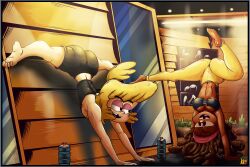 2girls ass becky_(the_casagrandes) breasts dodge gym_uniform nickelodeon ruhisuart smile solo_female tagme teenager the_loud_house