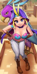 1girls big_breasts blonde_hair blue_eyes breasts female female_focus female_only looking_at_viewer lyoung0j shantae sky_(shantae) smooth_skin solo solo_female tagme thick_thighs thighs wayforward