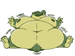 alligator alligatorid anthro applebottomfemboy blob_(disambiguation) crocodilian genitals hi_res male morbidly_obese obese overweight penis reptile scalie solo