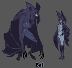 1boy 1girls animal_ears bat bat_girl cloud_meadow female femboy larger_female monster monster_girl s-purple