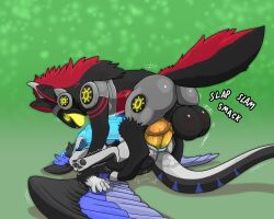 anal anthro duo hi_res hyper luccatoasty machine male male/male male_only protogen soleil_(itstedda) wings yehnie