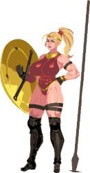 1girls abs amazon amazon_(diablo) blonde_hair diablo diablo_2 female female_focus female_only muscular_female s-purple shield spear taller_girl weapon