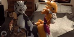 3d breast digimon fox furromantic hellhound helluva_boss loona_(helluva_boss) renamon yuri