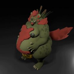 3dcg animated bulge clothing gnoll hairy hyaenid jockstrap kah low_res male mammal muscular overweight underwear