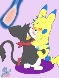 anal anal_sex bodily_fluids cum cum_in_ass cum_inside emolga genital_fluids genitals hi_res internal kissing male male/male nintendo penetration penis pikachu pokémon_(species) pokemon sex syngie_(artist) video_games