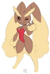 anthro clothed clothing edit female fur furry furry_only leotard lopunny nintendo one_eye_closed pokémon_(species) pokemon pokemon_(species) sketch solo xylas