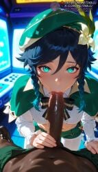2boys :>= ai_generated androgynous aqua_eyes aqua_hair beret black_hair blue_hair blurry blurry_background blush bow bowtie braid cape collared_cape dark-skinned_male dark_penis dark_skin erection fellatio flower frilled_sleeves frills genshin_impact gradient_hair green_cape green_capelet green_eyes green_headwear green_shorts hair_between_eyes hair_flower hat hat_flower indoors interracial large_penis long_sleeves looking_at_viewer male_focus meitabuu monitor multicolored_hair multiple_boys navel open_fly oral otoko_no_ko pantyhose penis pov pov_crotch rule_63 shirt shorts solo_focus sweat twin_braids uncensored veins veiny_penis venti_(genshin_impact) very_dark_skin white_flower white_pantyhose white_shirt yaoi