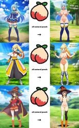 ai_generated all_natural_peach boots enf kono_subarashii_sekai_ni_shukufuku_wo! nude thighhighs