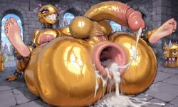 after_anal ai_generated cum cum_in_ass feet futanari futasoles gaping_anus gold_chain_chomp mario_(series) nintendo