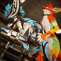 1:1 3d_(artwork) absurd_res anal anal_sex animal_genitalia animal_penis anthro anthro_on_anthro anthro_penetrated anthro_penetrating anthro_penetrating_anthro arms_tied ball_gag balls basement biped black_body black_fur blender_(artwork) blender_cycles blindfold blue_body blue_fur blue_penis bodily_fluids bondage bondage bound breeding_mount canid canine canine_genitalia canine_penis canis claws clothing cuffs_(clothing) cum cum_drip cum_dripping_from_penis cum_on_penis depth_of_field digital_media_(artwork) dominant dragonplayer dragonplayer_(character) dripping duo erection fox fur gag gagged gagging genital_fluids genitals green_body green_fur grey_body grey_fur hair hi_res inside jex jexouium knot knuffelfratz legs_tied legwear male male/male male_penetrated male_penetrating male_penetrating_male mammal multicolored_body nude open_mouth orange_body orange_fur orgasm paws penetration penile penile_penetration penis penis_in_ass reflection restraints rexouium sex sex_dungeon slim slim_anthro slim_male slim_sub smile standing submissive submissive_male tail white_body white_fur yellow_body yellow_fur