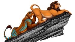 alpha_channel brown_mane claws clenched_teeth closed_eyes cunnilingus digital_drawing_(artwork) digital_media_(artwork) disney duo feet felid feline female female/female feral fur genitals hair highlights_(coloring) kali_(reoroo) lion mammal mane narrowed_eyes on_rock oral pantherine paws red_highlights rock sex tahini_(reoroo) tail tail_tuft teeth the_lion_king toe_claws tribal_paint tuft vaginal_penetration xtreme3246