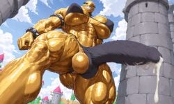 ai_generated bulge cum futanari futasoles gold_chain_chomp mario_(series) nintendo