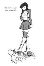 1boy 1boy1girl 1female 1girls 1male boot_fetish boot_worship boots celera_prime english_text female femdom food_crush foot_fetish footwear high_heel_boots high_heels komi-san_wa_komyushou_desu komi_shouko lasagna text thigh_boots thighhigh_boots trample trampling waitress waitress_outfit waitress_uniform