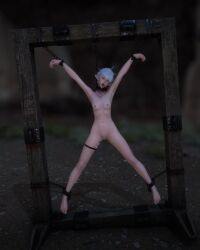 1girls alisaie_leveilleur belly_button_piercing bondage bondage_furniture bondage_gear chained chained_ankles chained_collar chained_cuffs chained_wrists collar condom condom_belt cum cum_on_belly cum_on_body cum_on_breasts degenxiv ear_piercing elezen eyes_rolling_back filled_condom final_fantasy final_fantasy_xiv hi_res nipple_piercing nude_female open_mouth outdoor_nudity outdoors piercing solo solo_female square_enix tongue tongue_out vibrator vibrator_in_pussy wooden_frame