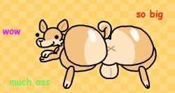 2d_animation aliasing animated anus ass balls big_ass big_butt canid canine canis digital_media_(artwork) doge dogelore domestic_dog feral genitals glistening glistening_butt huge_ass huge_butt looking_at_viewer looking_back loop lying male mammal meme multicolored_body nxyitn on_front presenting presenting_hindquarters shiba_inu short_playtime solo spitz tail text thick_thighs twerking x_anus