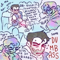 1boy artazh chest_hair cuntboy embarrassed gay imagining left_4_dead left_4_dead_2 love masturbation nick_(left_4_dead_2) oc self_insert selfship shy smoking trans_man transgender
