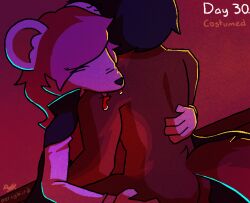 2025 anthro bite biting_another black_hair blood blood_drip bodily_fluids brown_body brown_fur canid canine canis cape clip_studio_paint_(artwork) closed_eyes clothed clothed_sex clothing collared_shirt colored costume digital_media_(artwork) domestic_dog dress_shirt dripping duo female fur hair hand_around_waist hand_on_back hand_on_butt hi_res holding_leg_up liz_(percybird) male male/female mammal mouse murid murine percybird pink red_clothing red_topwear red_vest rodent sex shaded shirt shoulder_bite signature tan_body tan_fur topwear vest white_body white_dress_shirt white_fur