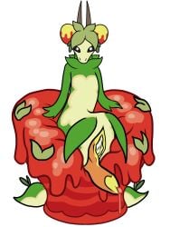 3:4 accessory alpha_channel apple black_eyes bodily_fluids candy candy_apple countershading cum cum_drip dessert dolliv dripping elemental_creature flora_fauna food fruit fusion generation_9_pokemon genital_fluids genitals herm hi_res horn hybrid hydrapple intersex leaf nintendo penis plant pokemon pokemon_(species) pokemon_fusion reptile sandentwins scalie sitting snake snout solo syrup tail vulva