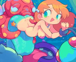 1girls 4kids_entertainment bikini bound bound_arms commentary commission commissioner_upload dewgong female gen_1_pokemon gen_2_pokemon heart heart-shaped_pupils highres jewelry kasumi_(pokemon) long_hair looking_back merfolk mermaid mermaid_costume mermaid_misty_(pokemon) monster_girl monsterification necklace nintendo octillery open_mouth pokemon pokemon_(anime) pokemon_(classic_anime) red_hair shell shell_bikini shellder star_(symbol) starmilk sweat swimsuit symbol-shaped_pupils tentacle tentacool tongue tongue_out underwater