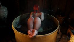 16:9_aspect_ratio 1girls 3d ass bare_ass barefoot bath bathing blender_(software) fanart feet female foot_fetish hd hd_(traditional) high_resolution red_hair soles solo the_witcher the_witcher_(series) the_witcher_3:_wild_hunt theropedude toes triss_merigold