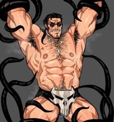 gay male male_only marvel marvel_rivals max_draws_stuff muscular muscular_male punisher punisher_(marvel_rivals) solo solo_focus solo_male tentacle underwear underwear_only