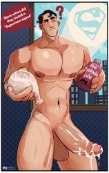 1boy bara barazoku big_balls big_butt big_nipples big_penis black_hair blue_eyes clark_kent condom cum cum_in_condom cumdrip cumshot dc dc_comics dcau excessive_cum gay huge_cock jerking jerkingoff male male_only masturbation muscular muscular_male naked naked_male pink_kryptonite solo solo_focus solo_male superman superman:_the_animated_series superman_(clark_kent) superman_(series) thick_penis uncircumcised uncut veiny_penis wanking