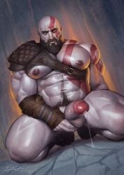 1boy bara beard big_pecs boner cock cum dick erection gay god_of_war kratos male male_only muscular muscular_male nipples penis precum precum_drip solo solo_focus solo_male zharts