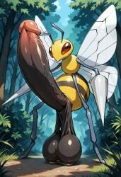 1boy ai ai_generated antennae_(anatomy) balls bee beedrill big_penis dark_balls dark_penis erection feral forest hanging_penis huge_balls huge_cock humanoid_penis hyper_penis insect_wings insects large_penis long_penis low_hanging_balls male nintendo penis penis_bigger_than_body pokemon pokemon_(species) sagging_balls small_but_hung solo stinger stinger_penis testicles veiny_penis wasp wings