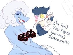 1girls breasts deltarune elnina_(deltarune) female kaprakaz nude spamton_g_spamton tagme tanline undressing