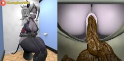 (theusagiboy1406) 3d 3d_(artwork) 3d_model 3d_render anus armor assbig_butt bare_ass bottomless bra breasts clothed clothing demon feces female gauntlets genitals gloves hair handwear helltaker horns huge_ass huge_thighs humanoid jacket judgement_(helltaker) scat scat sfm shit shit shitting short_hair socks solo source_filmmaker teeth thick_thighs toilet toilet_use topwear turd turd_hanging_out white_hair wide_hips
