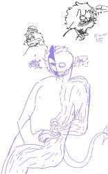 007n7 007n7_(forsaken) blowjob blush burger_hat facewear forsaken_(roblox) glasses hat headwear horn horns jerking_off male mask masturbating masturbation naked noli_(forsaken) nude penis purple_body purple_skin roblox roblox_game robloxian socksadness sucking_dick sucking_penis text white_background