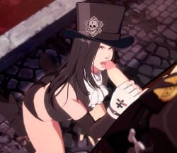 2boys 3d 3d_(artwork) androgynous arc_system_works ass ass blowjob emo enby fellatio femboy gay goth guilty_gear guilty_gear_strive kneeling licking licking_penis long_hair moragear nonbinary panties seductive testament_(guilty_gear) thick_thighs trap yaoi