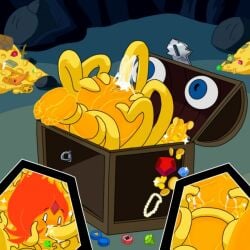 adventure_time flame_princess food gold_(metal) mimic nipple_suck no_humans oral sleeping tagme tentacle vaginal