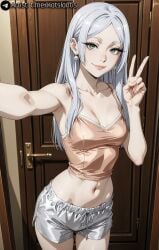 1girls accessory after_sex ai_assisted ai_generated atlantis_k breasts dolphin_shorts female frieren garter_belt garter_straps light-skinned_female light_skin lingerie long_hair medium_breasts nipples pale_skin pussy shaved_pussy sousou_no_frieren stockings tank_top tank_top_pull thighhighs vagina