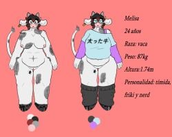 69_(number) anthro ass big_butt bovid bovine breasts cattle clothing digital_drawing_(artwork) digital_media_(artwork) digital_painting_(artwork) ear_piercing ear_tag eyewear eyewear_on_head female female/female female_anthro footwear front_view full-length_portrait genitals glasses glasses_on_head hair hi_res hooves horn japanese_text legwear line_art looking_at_viewer mammal model_sheet off/on painting_(artwork) piercing portrait semi-anthro shirt short_horn simple_background slightly_chubby slightly_chubby_female small_horn socks solo solo_focus spanish_text standing stockings tail tail_tuft text text_on_clothing text_on_shirt text_on_topwear tluckyl topwear tuft vulva wearing_glasses