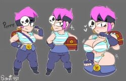 1female 1girls blecksande brawl_stars breasts chest female girl human looking_at_viewer mobile_game penny_(brawl_stars) pink_hair pirate supercell supercell_(company) thick_ass thick_legs tits_out video_game_character video_games