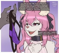 absurd_res anthro bangs bat big_ears black_collar bodily_fluids body_worship bow_tie clothing collar damienkamien dirty dirty_clothing dirty_socks dirty_talk dirty_underwear dominant dominant_anthro duo eyebrows faceless faceless_anthro faceless_character faceless_male fluffy_ears footwear fur gag_sequence hair hi_res humiliation jockstrap laundry male male/male mammal musk musk_worship muzzle_(object) open_mouth pink_eyes pink_hair pink_nose ponytail smelly socks speech_bubble submissive submissive_anthro submissive_male sweat text training trinity_the_bat underwear white_body white_fur
