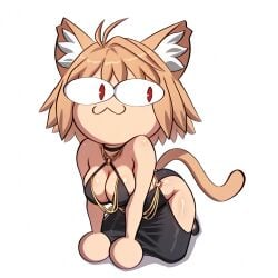 ai_generated breasts breasts cat_ears cat_tail edited kneeling melty_blood modakawa_dress neco-arc red_eyes sexy sexy_pose thighs