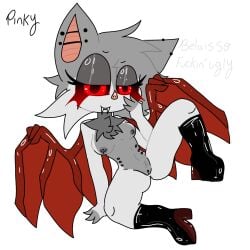 1girls bat bat_wings bela_(piggy) boots breasts female furry furry_female infected_(piggy) nipple_piercing piercing piggy_(game) pinkycatpssy pussy red_eyes supercringe uwu