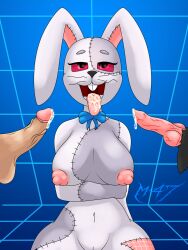 animal_genitalia animal_penis anthro bodily_fluids breasts cum cum_in_mouth cum_inside cumshot ejaculation female five_nights_at_freddy's five_nights_at_freddy's:_security_breach genital_fluids genitals group hi_res lagomorph leporid m-47 mammal penis rabbit scottgames straight vanny_(fnaf) video_games