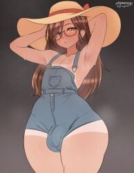 1boy armpits arms_up bulge femboy meganethings nipples thighs trap yume_(meganethings)