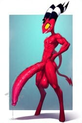 ai_generated anthro balls big_balls big_penis blitzo_(helluva_boss) cock cocky69 demon demon_humanoid erect_penis erection excessive_size hard_cock helluva_boss hyper_penis imp long_penis male male_only penis testicles veins veiny veiny_penis veiny_testicles