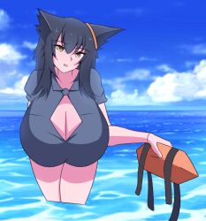 artist_request c2c_(studio) catgirl fran_(tensei_shitara_ken_deshita) huge_breasts source_request tensei_shitara_ken_deshita water year_request