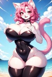 beach beautiful bigbreasts boobgrabbing boobs boobsexpansion breasts cat catgirl characterdesign curves curvy_female embarrassedgirl feline female furrycharacter hot latexbodysuit latexfetish latexsuit milky_(lauve_foxy) neko pinkhairgirl sexy sexywoman voluptuous white_fur