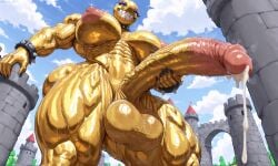 ai_generated cum futanari futasoles gold_chain_chomp mario_(series) nintendo