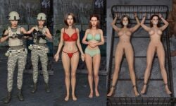 1boy 2girls 3d army_girl bondage bound_ankles bound_wrists bra completely_nude completely_nude_female female gag gagged getyourclothesoff gun male nude nude_female nude_male original panties red_bra red_panties sequence underwear