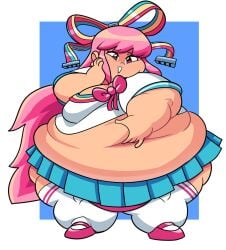 1girls bbw chubby chubby_female female giffany gravity_falls overweight overweight_female pink_hair superspoe weight_gain