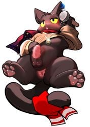 4_toes absurd_res alpha_channel animal_genitalia animal_penis anus balls black_body black_fur blush blush_lines clothed clothing domestic_cat dty_uwu electronics feet felid feline feline_genitalia feline_penis felis feral fur genitals hi_res hikaru_ye male mammal microphone pawpads penis scarf solo tail toes yellow_eyes